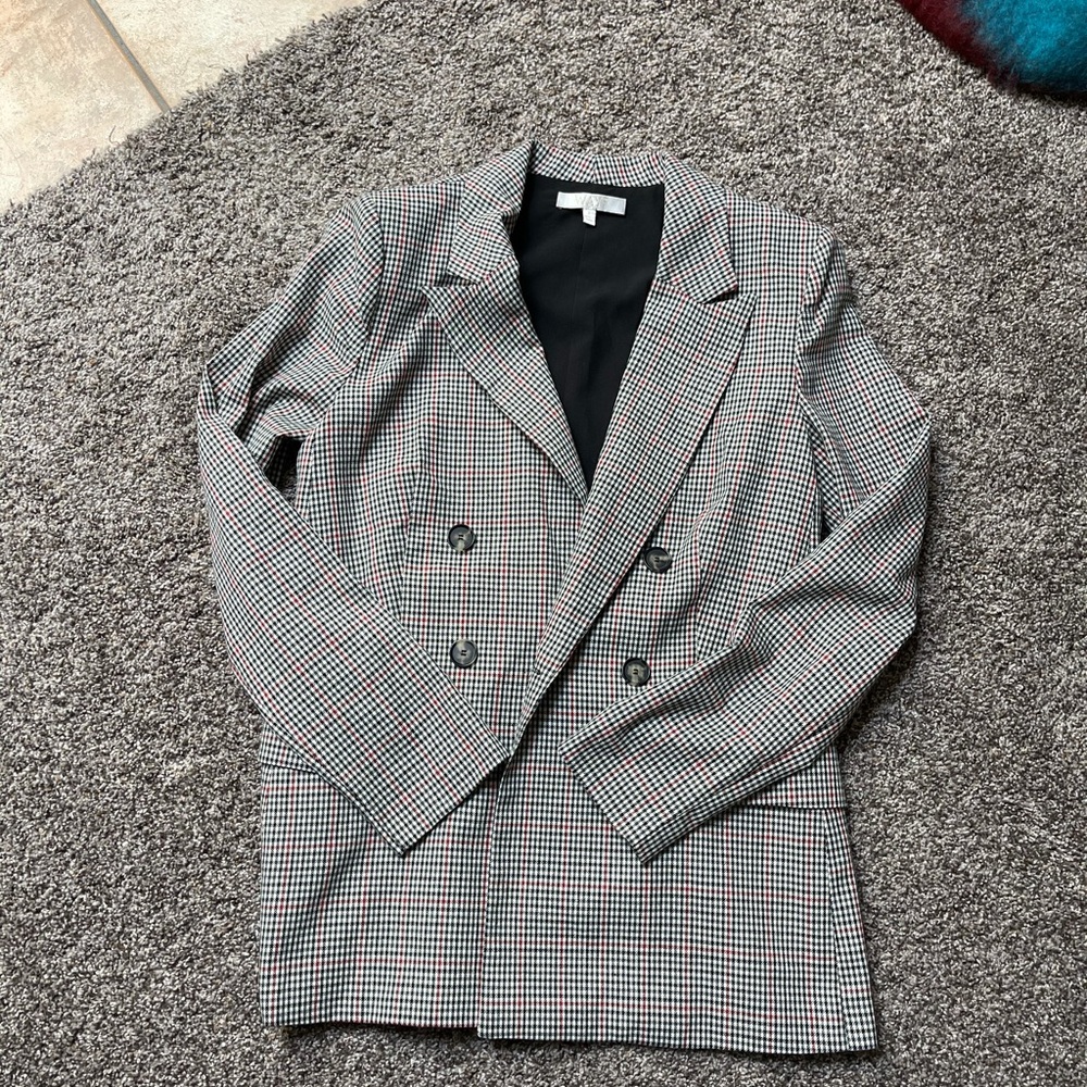 WAYF Red Black Checkered Houndstooth Blazer - Picture 2 of 5